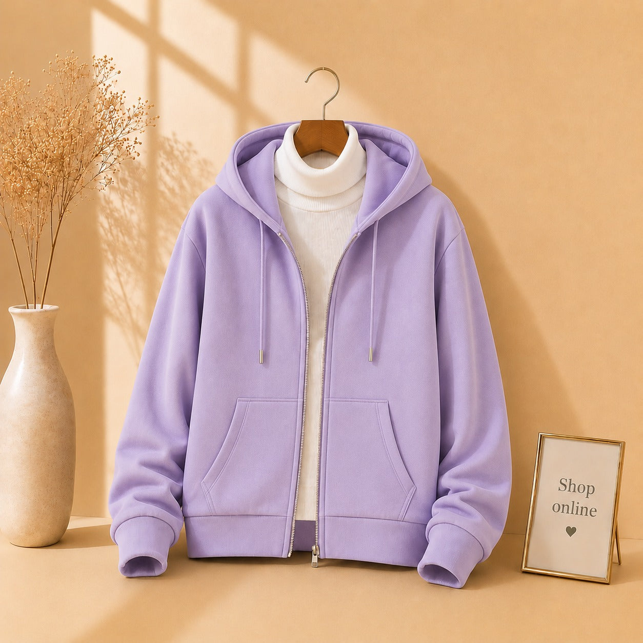 Lilac Zipper With White Highneck