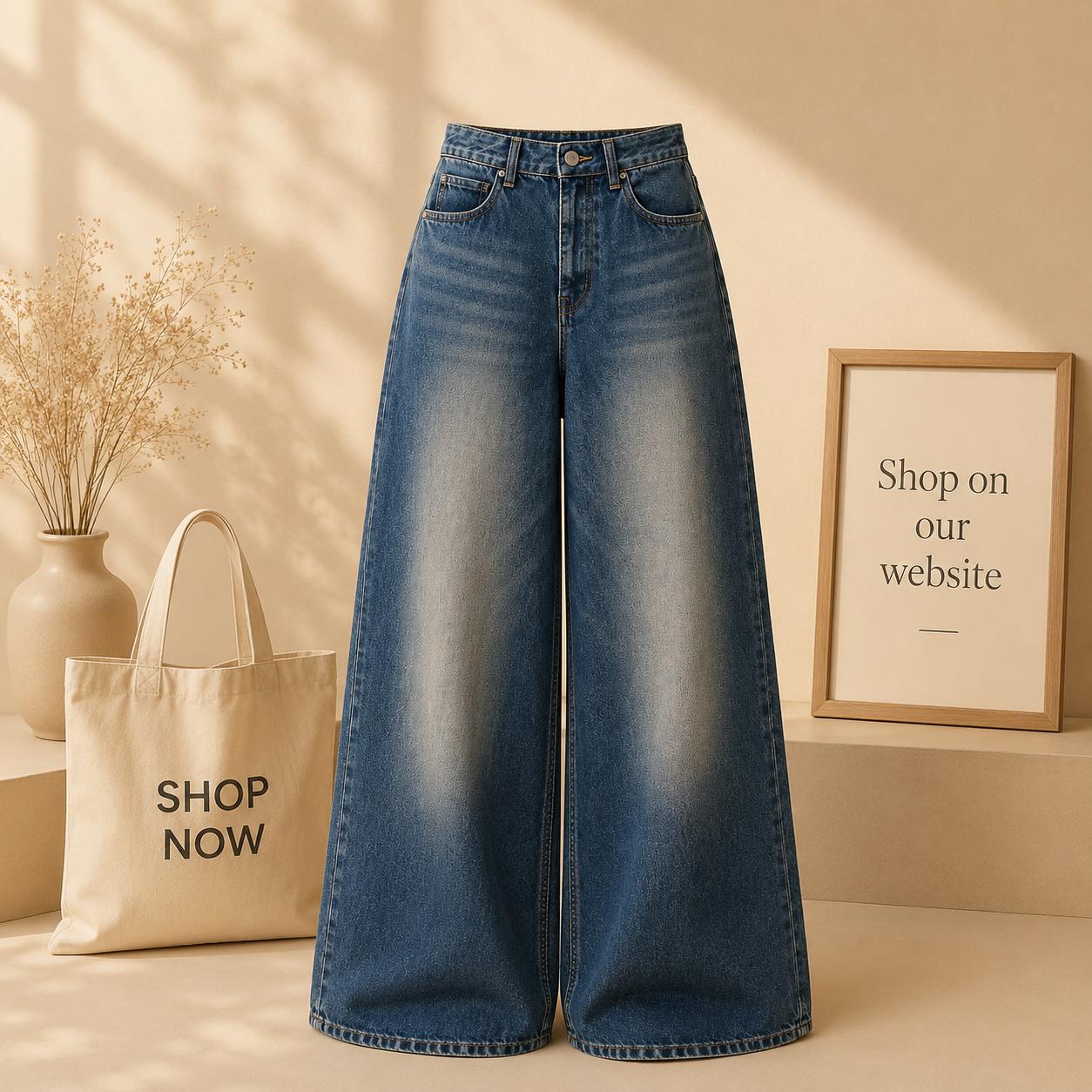 Vintage dark blue faded jeans