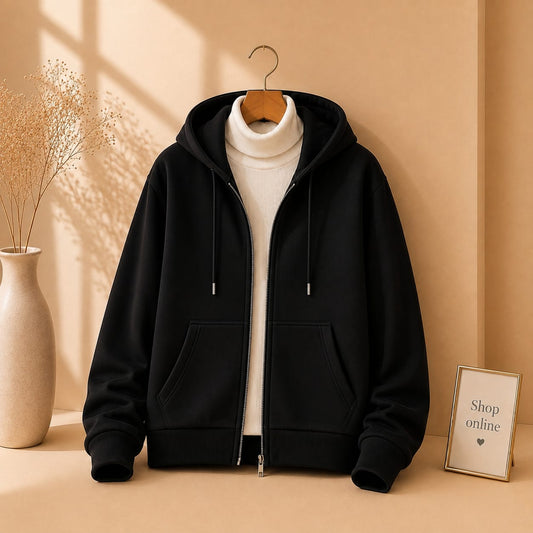 Black Zipper With White Highneck