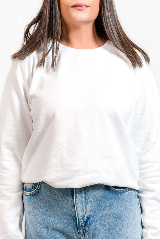 Basic White Sweatshirt // Women - teehoodie.co