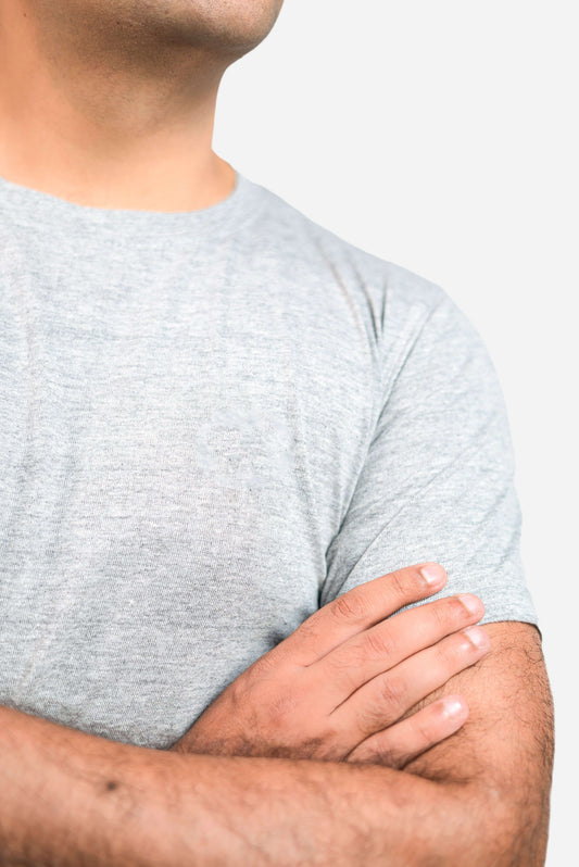 Crew Neck Short Sleeve Tee - Grey // Men - teehoodie.co