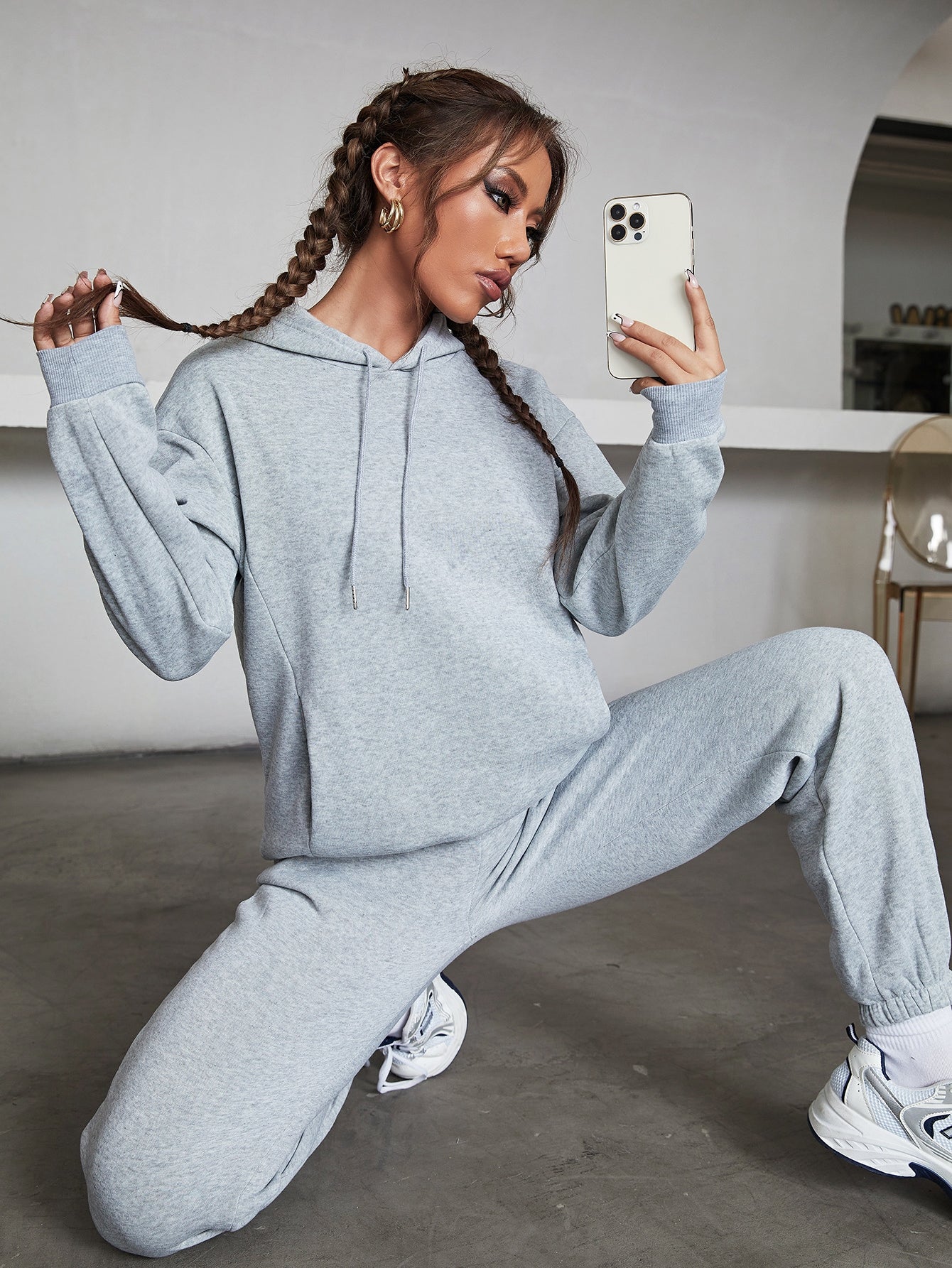 BASIC GREY HOOD TRACKSUIT - teehoodie.co