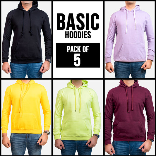 PACK OF 5 BASIC HOODIES FOR MEN - teehoodie.co