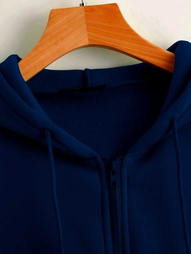 Basic Navy Blue Zipper Hoodie - teehoodie.co