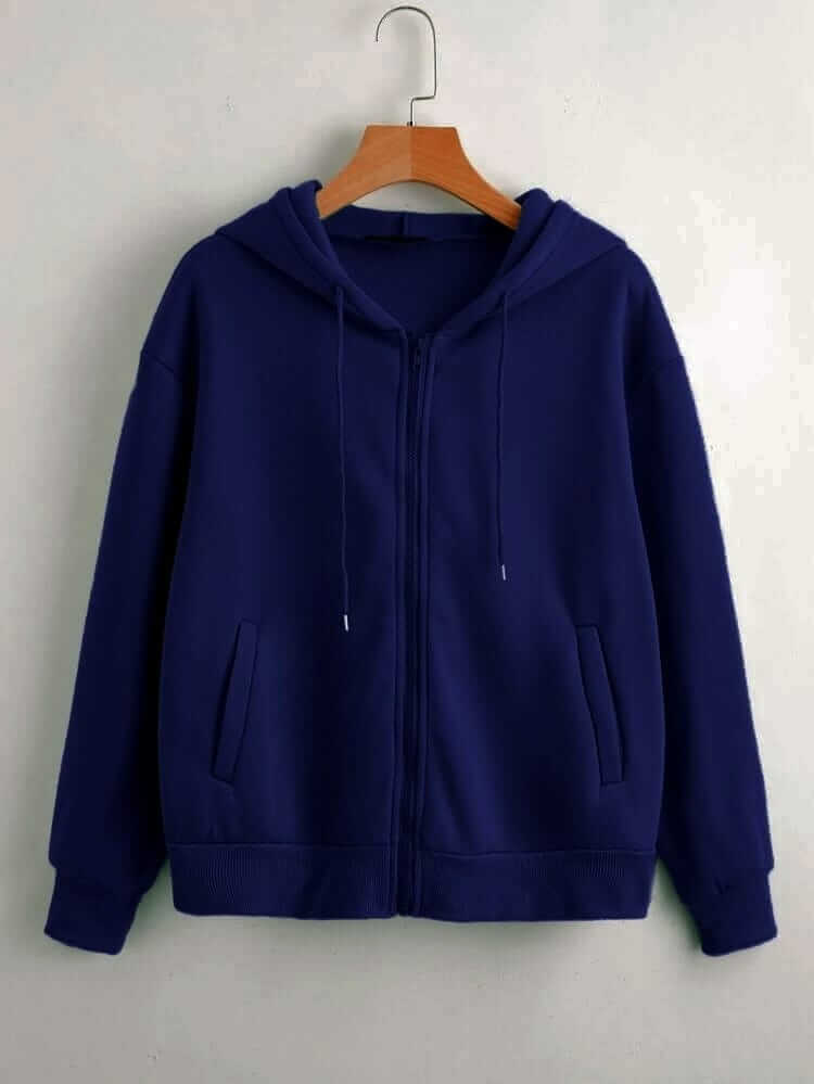 Basic Navy Blue Zipper Hoodie - teehoodie.co