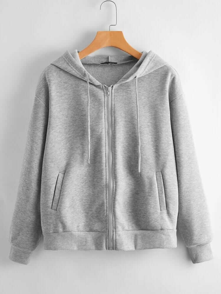 Basic Grey Zipper Hoodie - teehoodie.co