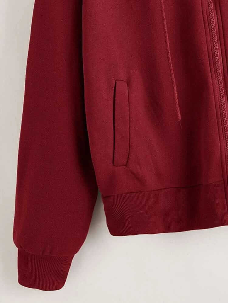 Basic Maroon Zipper Hoodie - teehoodie.co