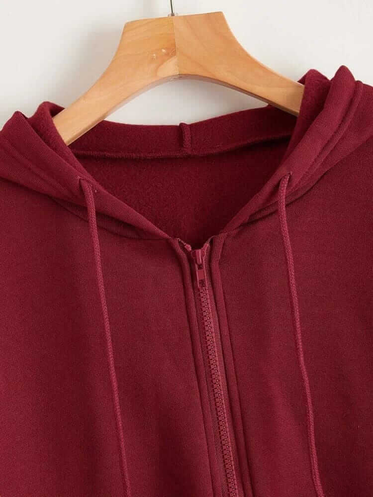 Basic Maroon Zipper Hoodie - teehoodie.co