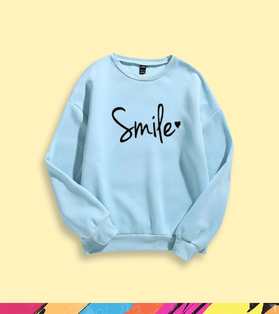 SMILE PRINTED SWEATSHIRT - teehoodie.co