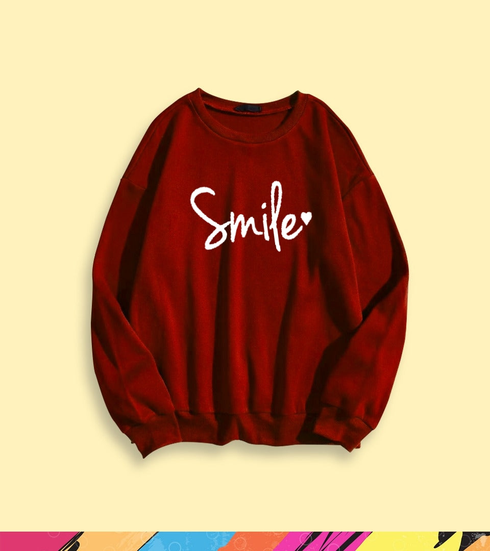 SMILE PRINTED SWEATSHIRT - teehoodie.co