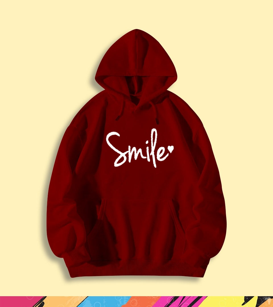 SMILE PRINTED HOODIE - teehoodie.co