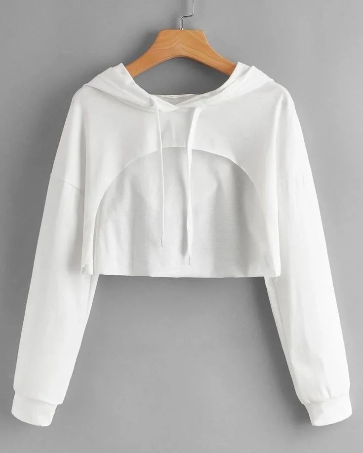 White Umbrella Cut Crop Hood - teehoodie.co