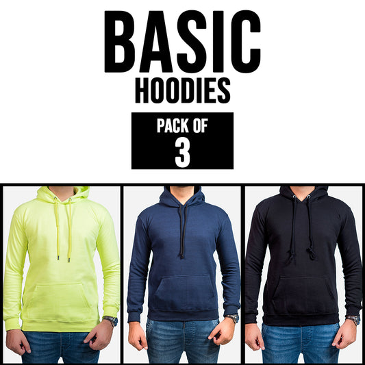 PACK OF 3 BASIC HOODIES FOR MEN - teehoodie.co